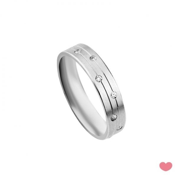 Aliança Prata Anilha Confortfit 6mm com Zircónias Primavera
