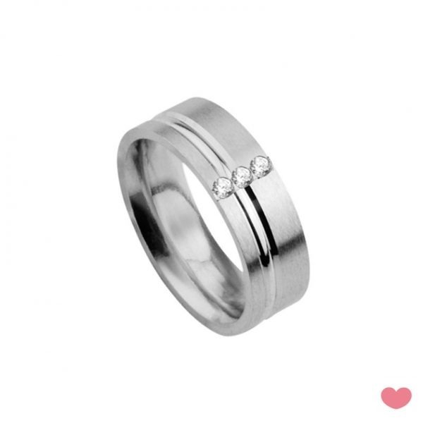 Aliança Prata Anilha Confortfit 6mm com Zircónias Outono